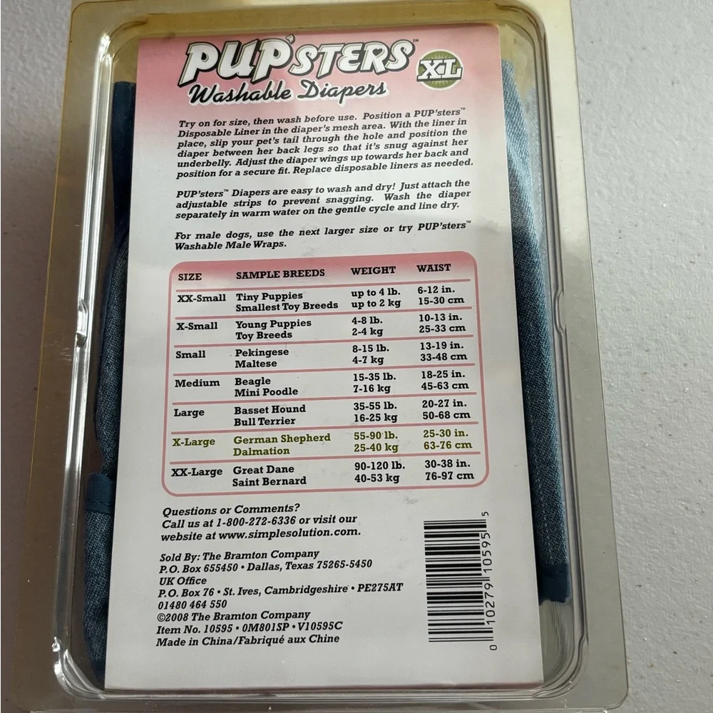 Simple Solution XL Blue Pupsters Washable Diaper